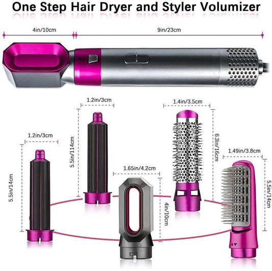 5 in 1 Multifunctional Hair Dryer Styling Tool, Detachable 5-in-1 Multi-Head Hot Air Comb